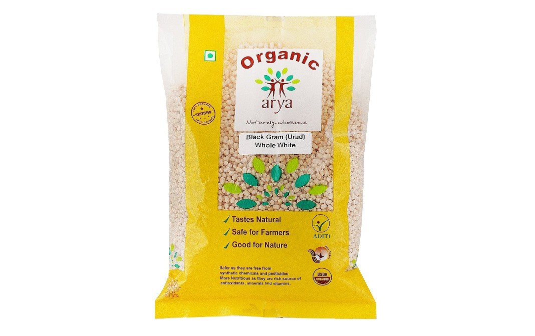 Arya Organic Black Gram (Urad) Whole White   Pack  500 grams